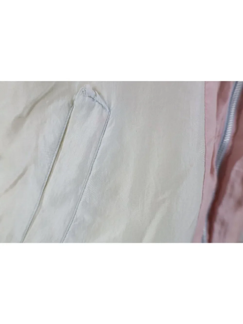 Vintage 90s Streetwear Womens Medium Distressed Pastel Silk Zip Bomber Jacket